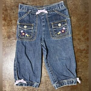 Gymboree Girls' Blue Denim w/ Embroydered Floral Pocket Jeans 18-24m